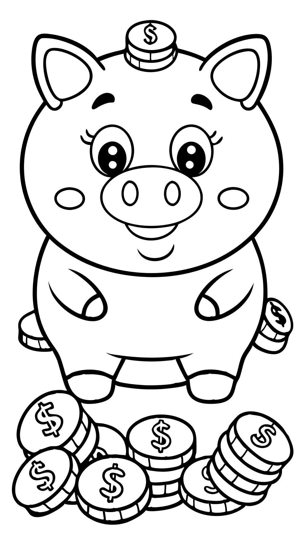 Página para colorear de Bank Piggy